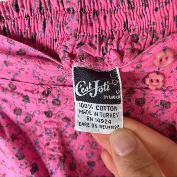 Pink Casual Capri Pants with Floral Print size Large Cotton - Picture 4 of 10